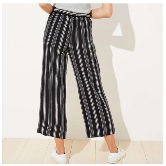 Loft Black & White Striped Fluid Ankle Pants - Picture 2 of 6
